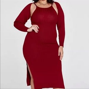 2 Pieces FTF Patrice Ribbed Knit Bodycon Dress with Shrug